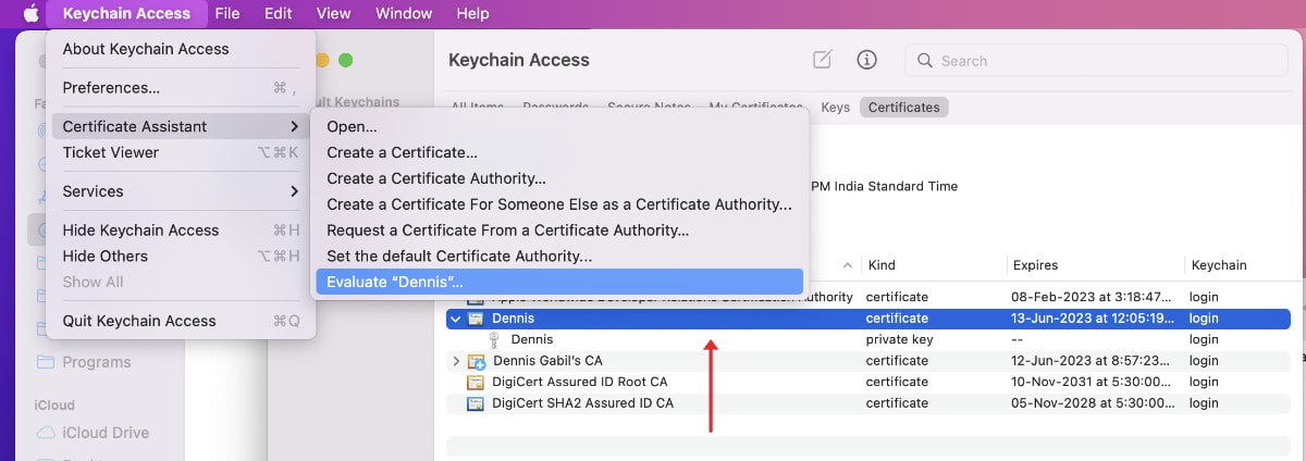 evaluate certificate