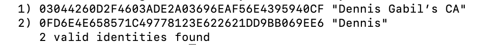 create a certificate identities