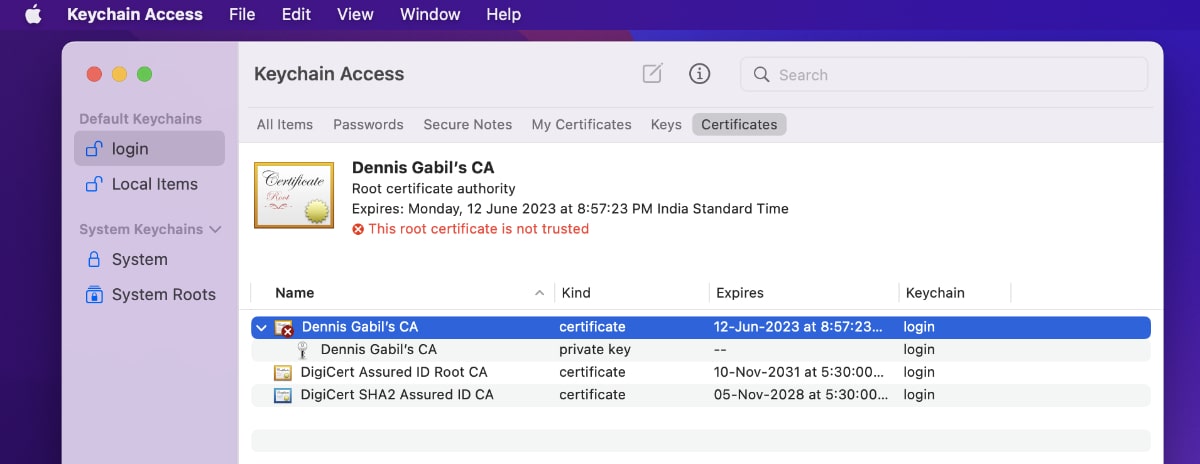 certificate authority not trusted