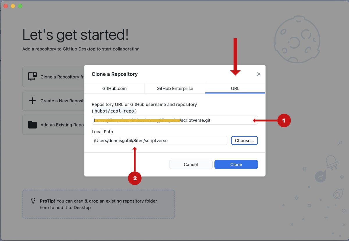 github desktop fields