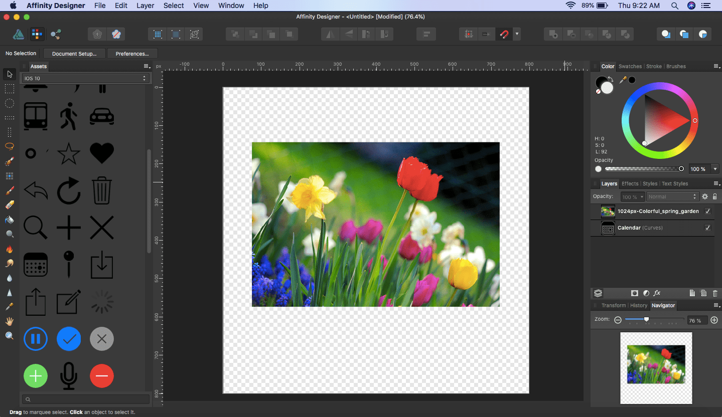 affinity designer image over calendar