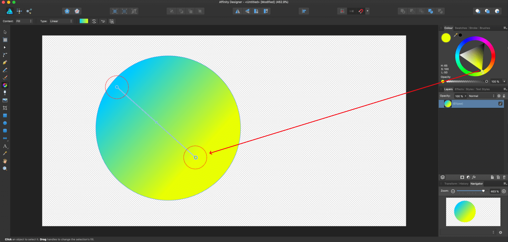 affinity designer linear start end