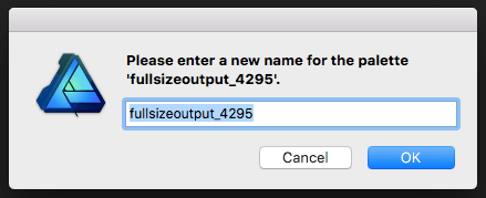 affinity designer palette rename box