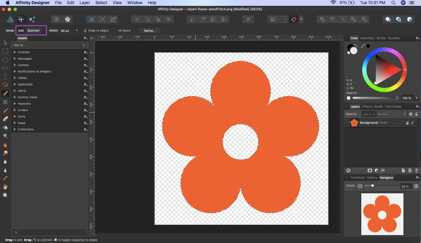 affinity designer select shape