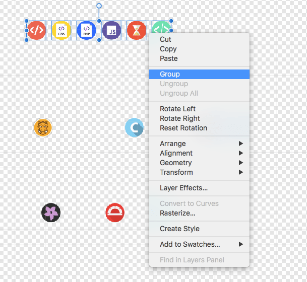 affinity designer sprite first row group