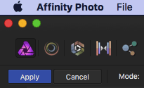affinity photo crop apply button