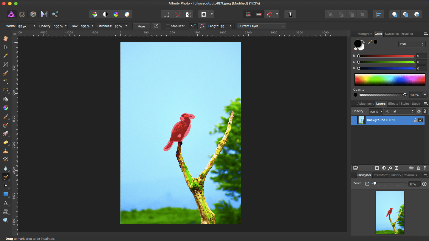 affinity photo inpainted object