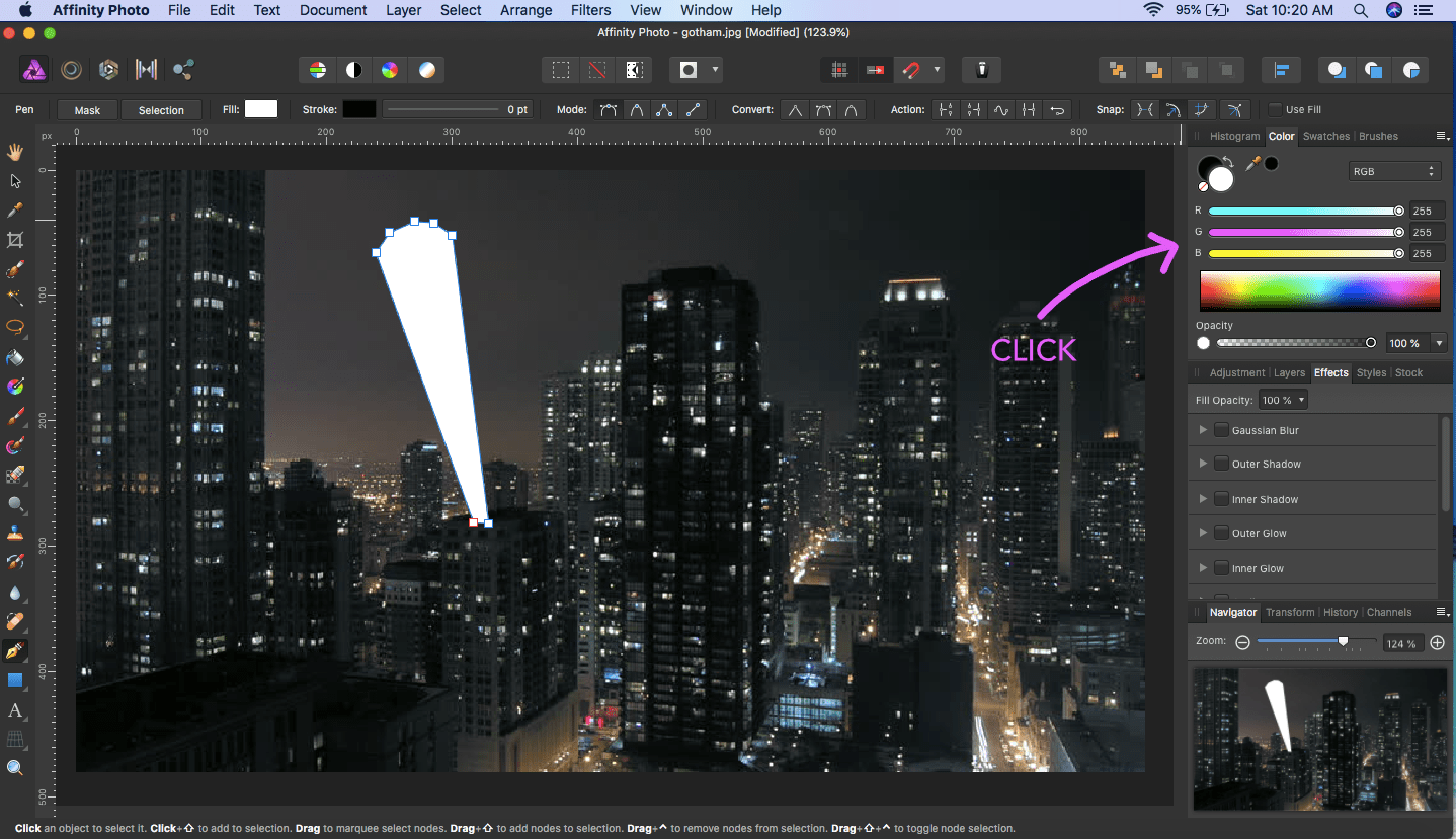 affinity photo pen tool trace out