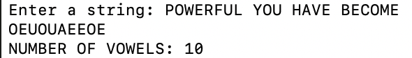 c program find vowels output