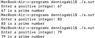 c program is prime tests