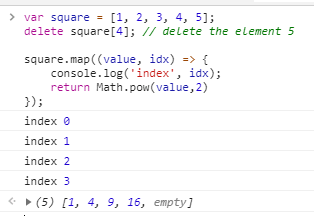 js array map deleted element