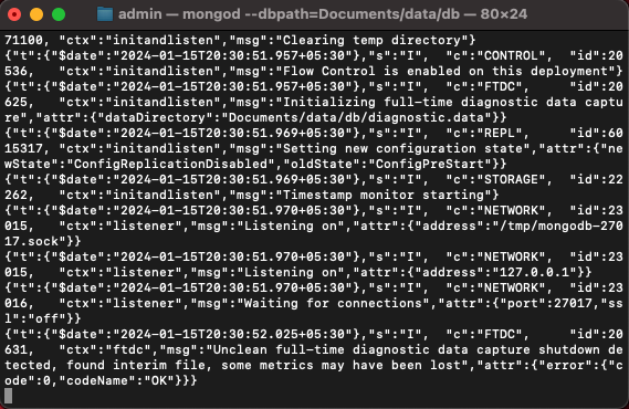 mongodb mongod dbpath