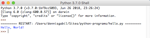 python IDLE hello world